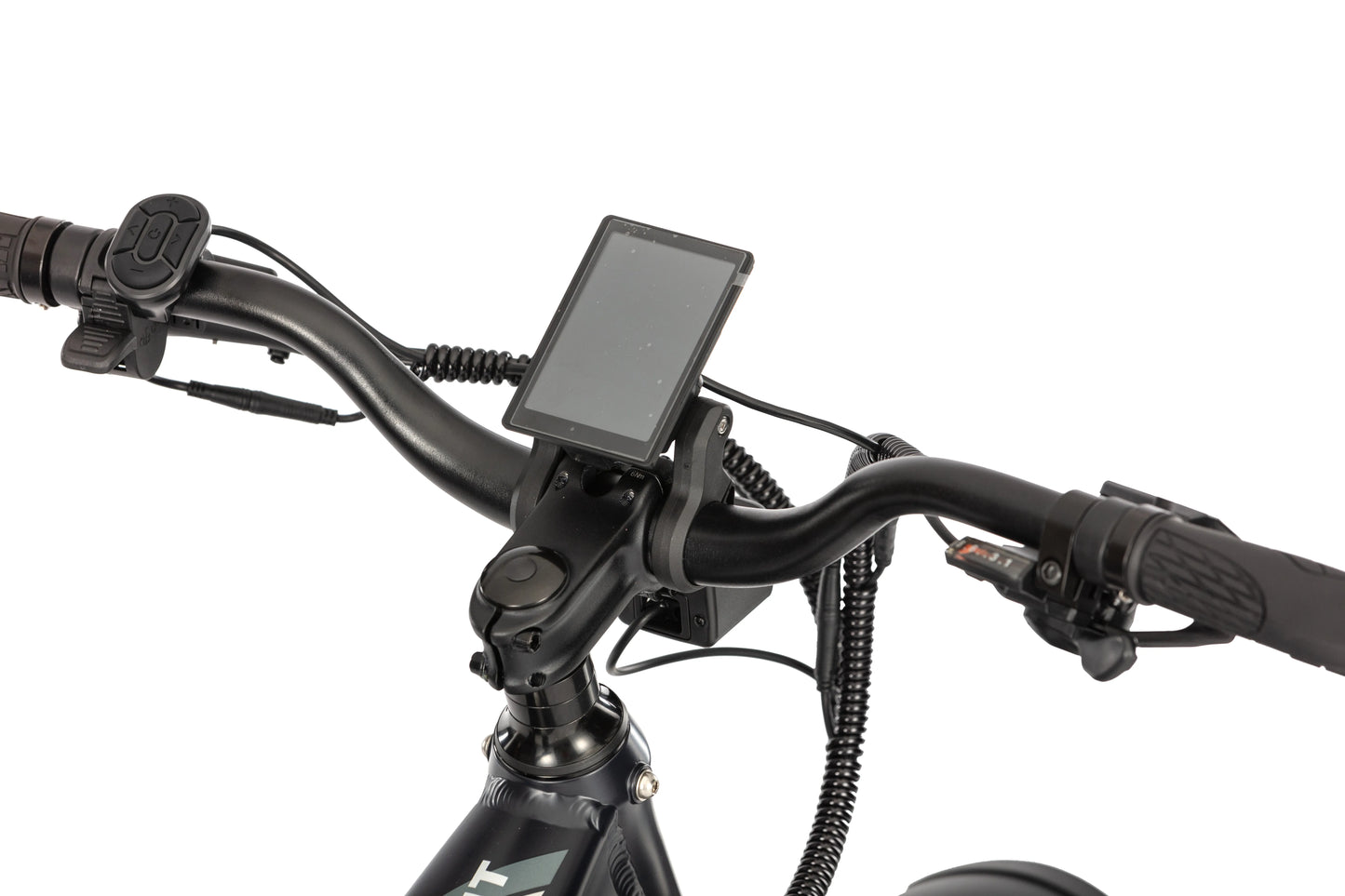 E11EVEN Defiant ebike handlebar and LCD display close‑up, control console