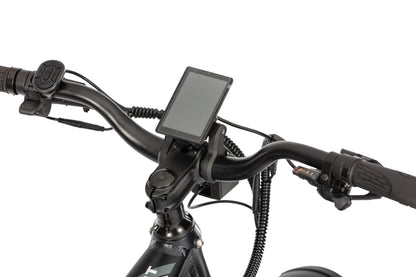 E11EVEN Defiant ebike handlebar and LCD display close‑up, control console