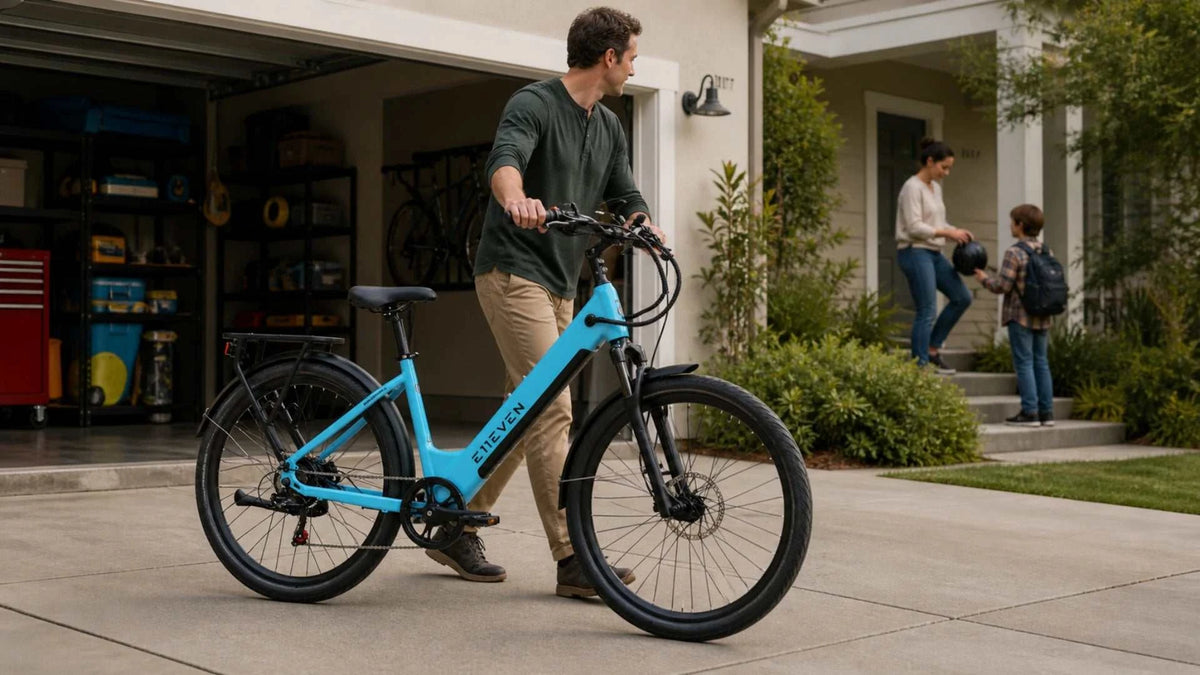 Lifestyle illustration featuring the DRAGONFLY electric bike