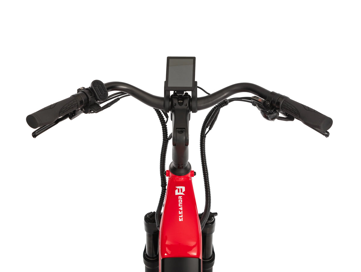 Close-up of the handlebar display front on the E11EVEN ELEANOR electric bike.