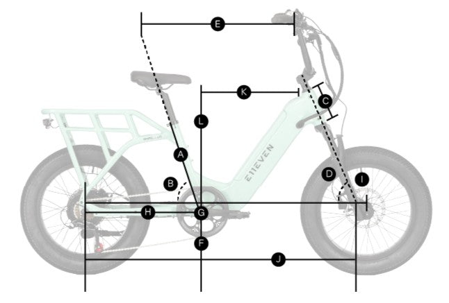 WINGMAN frame geometry diagram with A–L measurements